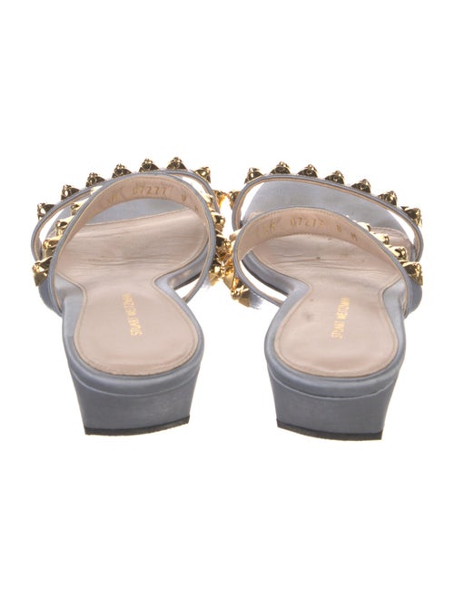 Stuart Weitzman Satin Studded Accents Slides
