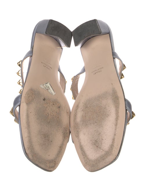Stuart Weitzman Satin Studded Accents Slides