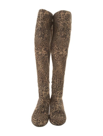 Stuart Weitzman Suede Animal Print Sock Boots