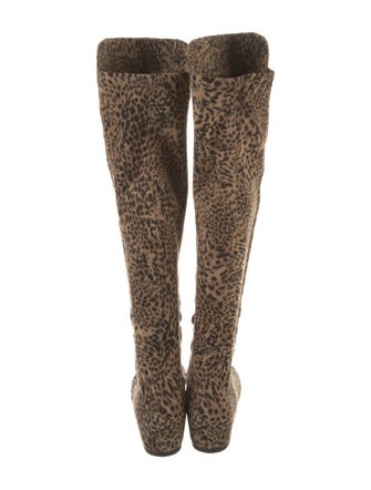Stuart Weitzman Suede Animal Print Sock Boots