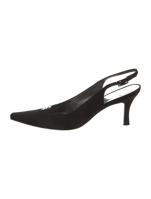 Stuart Weitzman Satin Pleated Accents Slingback Pumps