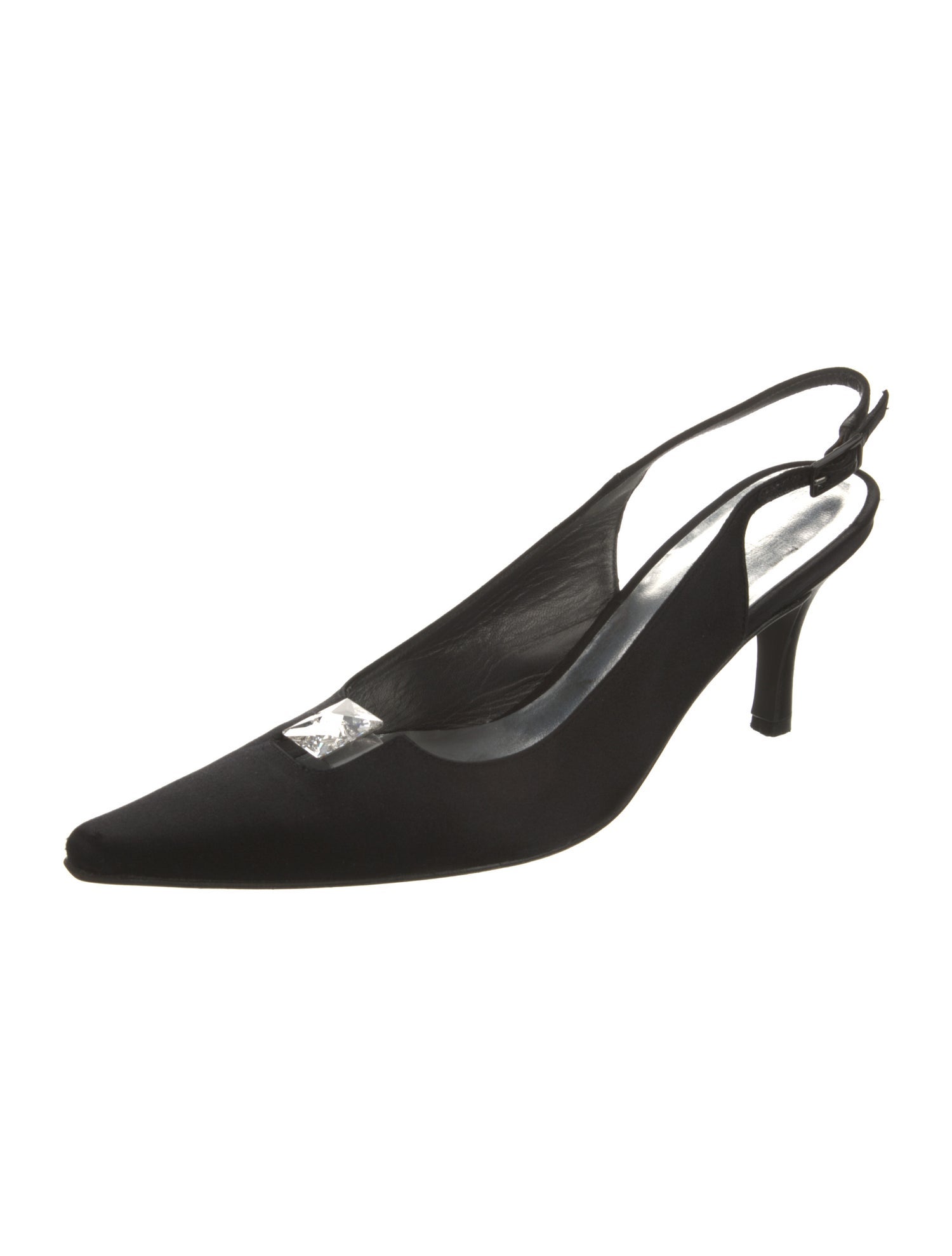 Stuart Weitzman Satin Pleated Accents Slingback Pumps