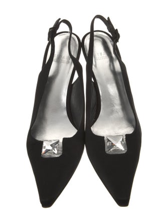 Stuart Weitzman Satin Pleated Accents Slingback Pumps