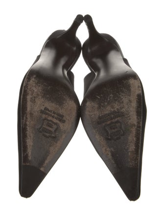 Stuart Weitzman Satin Pleated Accents Slingback Pumps