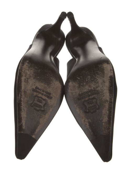 Stuart Weitzman Satin Pleated Accents Slingback Pumps