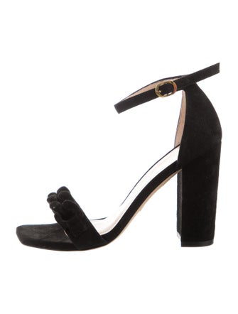 Stuart Weitzman Suede Chain-Link Accents Sandals