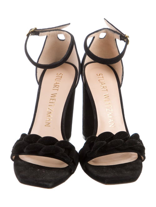 Stuart Weitzman Suede Chain-Link Accents Sandals