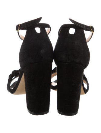 Stuart Weitzman Suede Chain-Link Accents Sandals