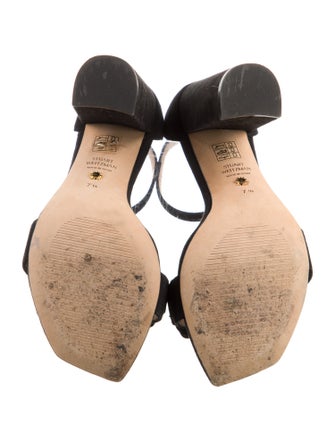 Stuart Weitzman Suede Chain-Link Accents Sandals