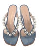 Stuart Weitzman Denim Beaded Accents Slides