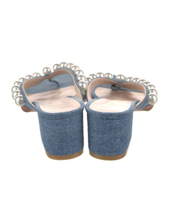 Stuart Weitzman Denim Beaded Accents Slides