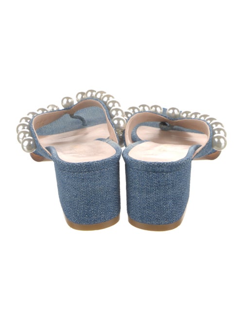 Stuart Weitzman Denim Beaded Accents Slides