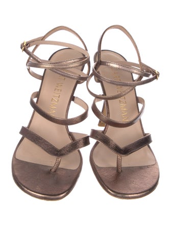Stuart Weitzman Leather Crystal Embellishments Sandals