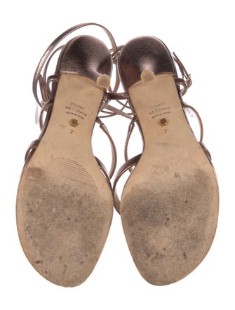 Stuart Weitzman Leather Crystal Embellishments Sandals