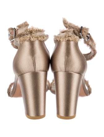 Stuart Weitzman Satin Raw-Edge Trim Sandals