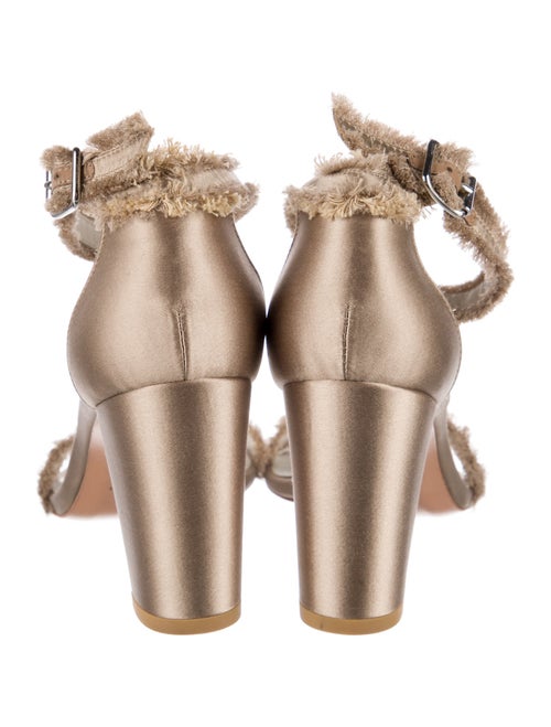 Stuart Weitzman Satin Raw-Edge Trim Sandals