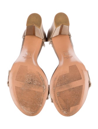 Stuart Weitzman Satin Raw-Edge Trim Sandals