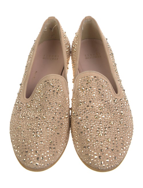 Stuart Weitzman Suede Studded Accents Loafers