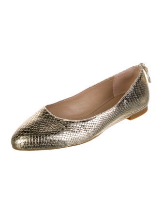 Stuart Weitzman Embossed Leather Animal Print Ballet Flats