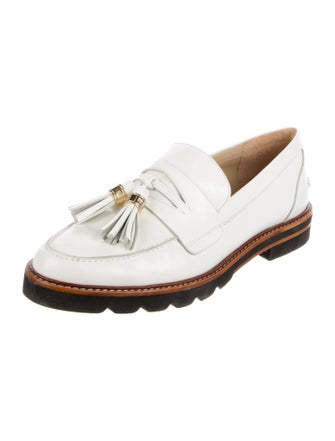 Stuart Weitzman Leather Tassel Accents Loafers