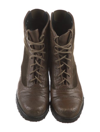 Stuart Weitzman Suede Lasercut Accents Combat Boots