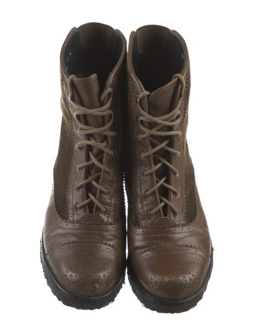 Stuart Weitzman Suede Lasercut Accents Combat Boots