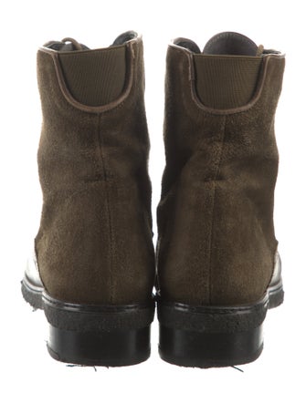 Stuart Weitzman Suede Lasercut Accents Combat Boots