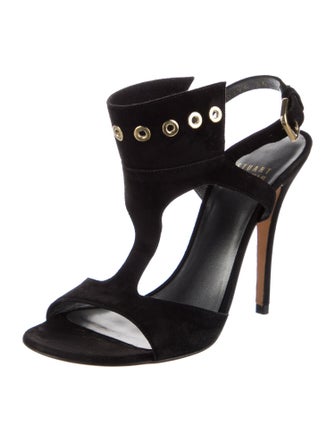 Stuart Weitzman Suede T-Strap Sandals