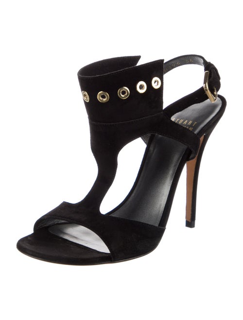 Stuart Weitzman Suede T-Strap Sandals