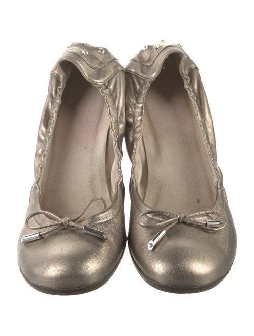 Stuart Weitzman Leather Crystal Embellishments Ballet Flats