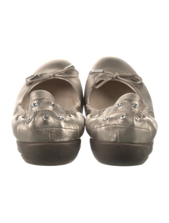 Stuart Weitzman Leather Crystal Embellishments Ballet Flats