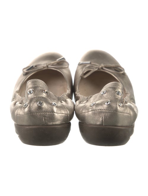 Stuart Weitzman Leather Crystal Embellishments Ballet Flats