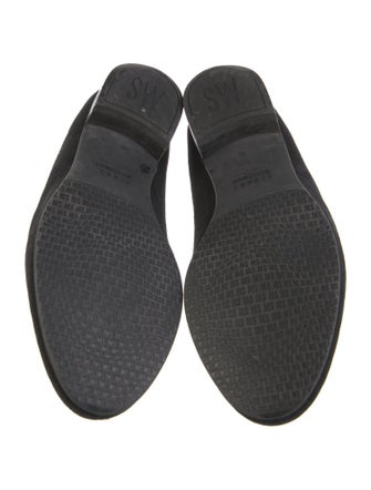 Stuart Weitzman Suede Chain-Link Accents Loafers