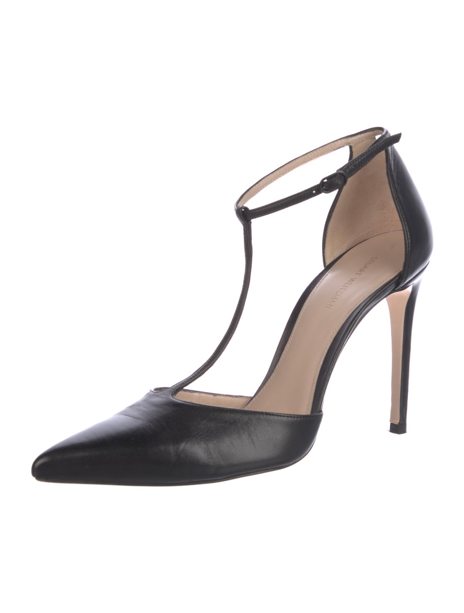 Stuart Weitzman Leather T-Strap Pumps