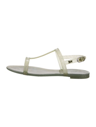 Stuart Weitzman Rubber Glitter Accents T-Strap Sandals