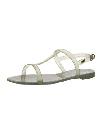 Stuart Weitzman Rubber Glitter Accents T-Strap Sandals