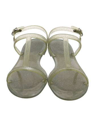 Stuart Weitzman Rubber Glitter Accents T-Strap Sandals