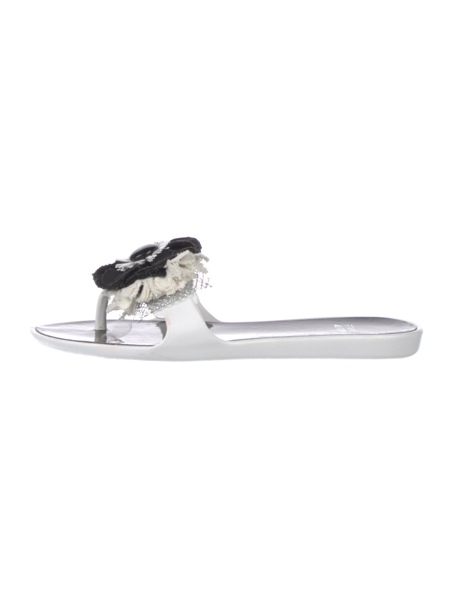 Stuart Weitzman Rubber Crochet Trim Slides