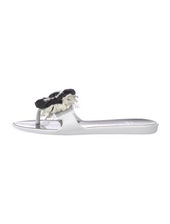 Stuart Weitzman Rubber Crochet Trim Slides