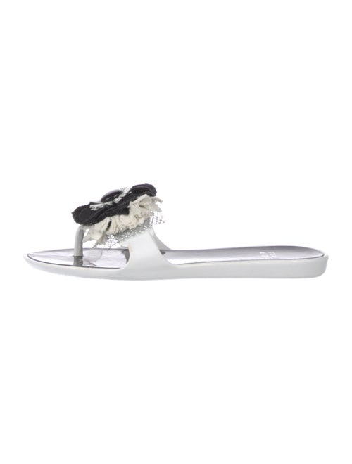 Stuart Weitzman Rubber Crochet Trim Slides