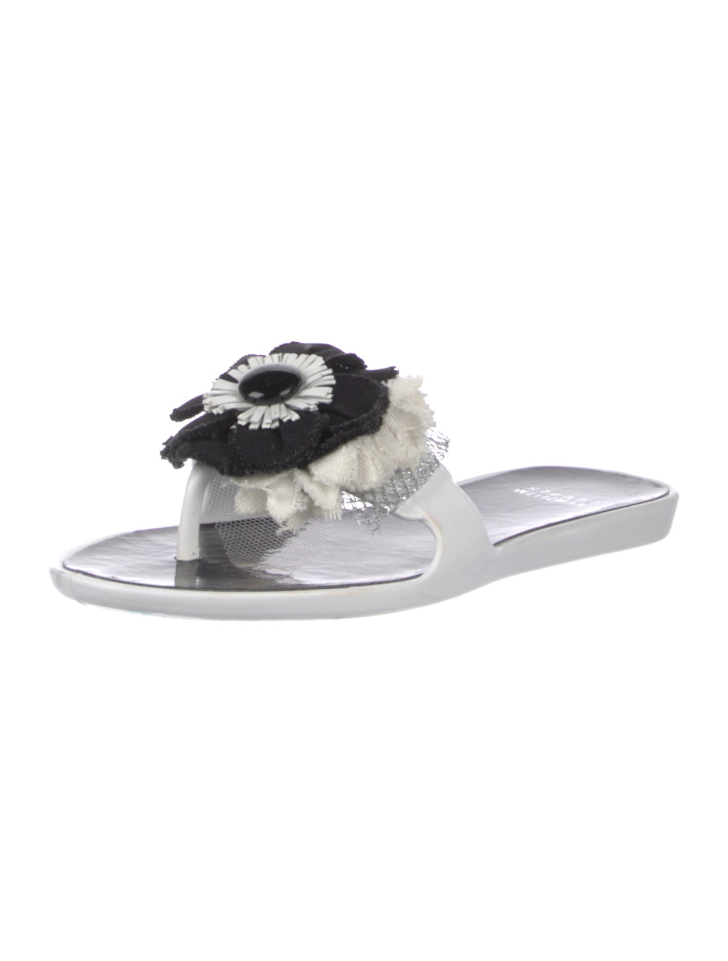 Stuart Weitzman Rubber Crochet Trim Slides