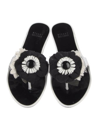 Stuart Weitzman Rubber Crochet Trim Slides
