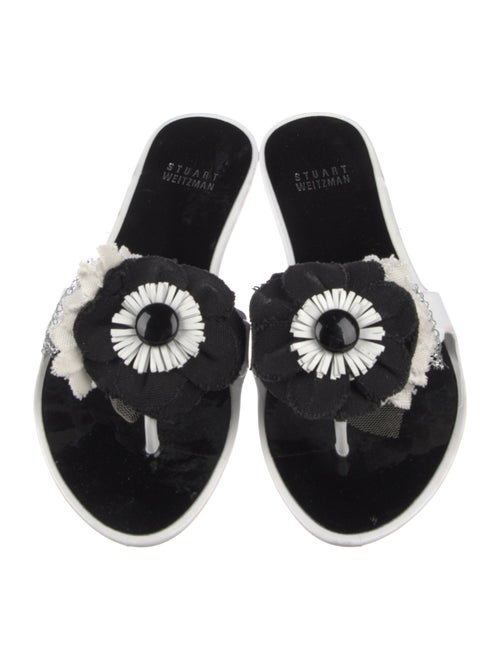 Stuart Weitzman Rubber Crochet Trim Slides