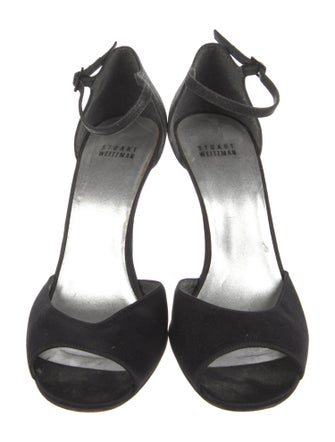Stuart Weitzman Satin Crystal Embellishments Sandals