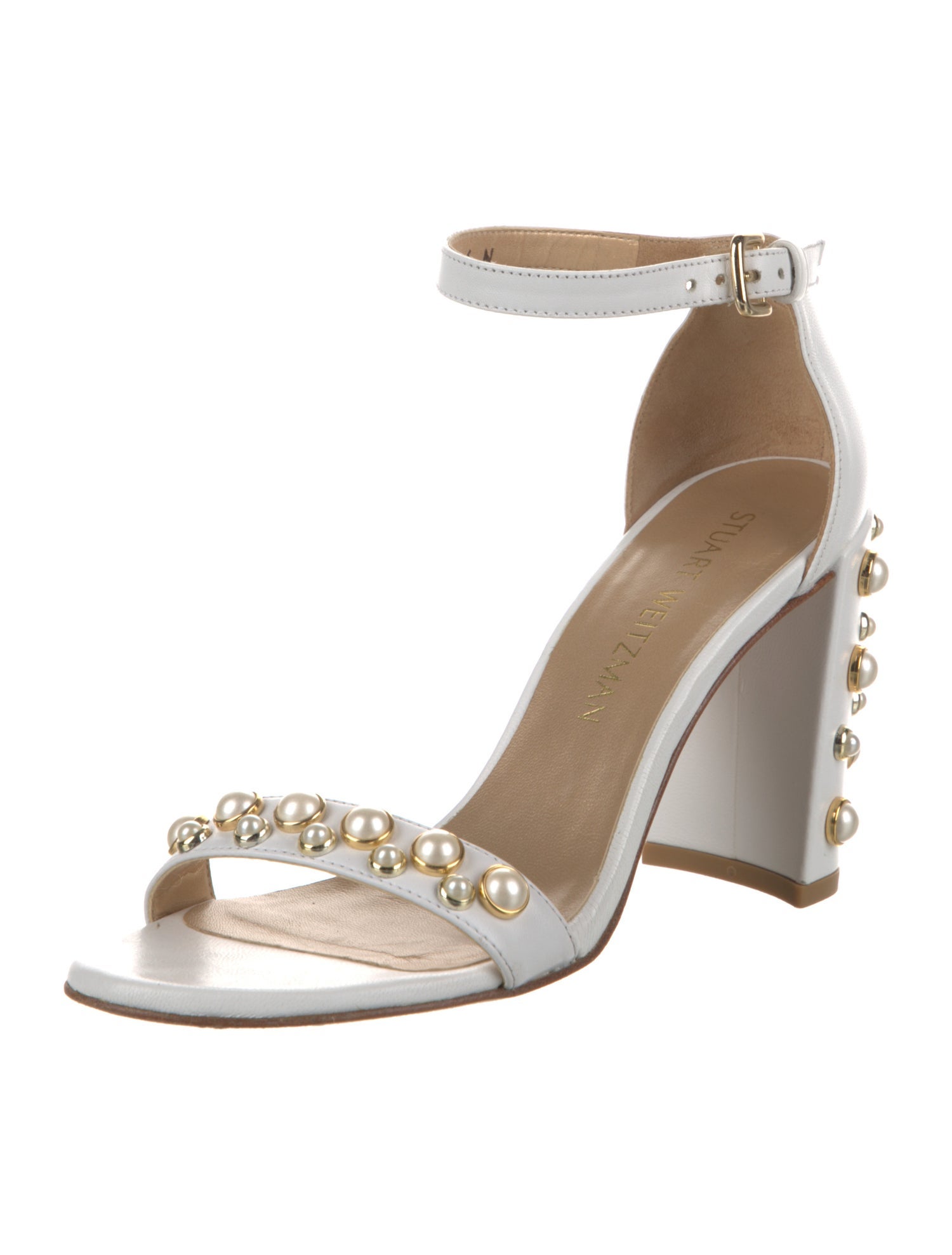Stuart Weitzman Leather Floral Print Sandals