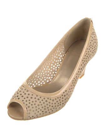 Stuart Weitzman Suede Lasercut Accents Slingback Sandals