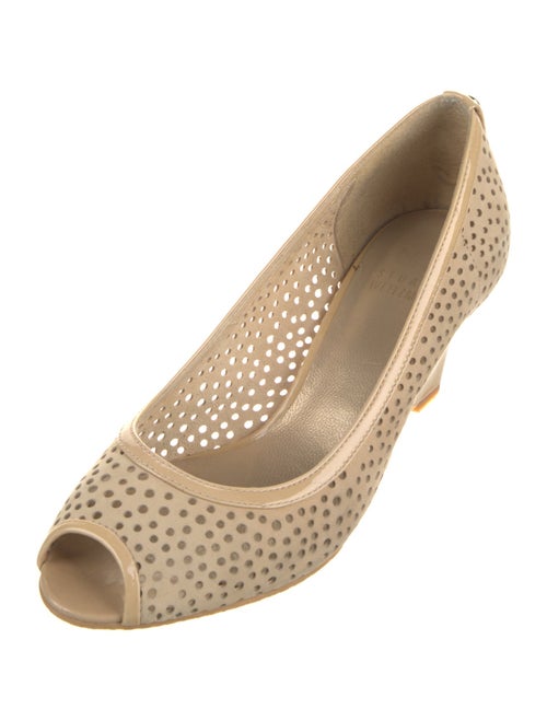 Stuart Weitzman Suede Lasercut Accents Slingback Sandals