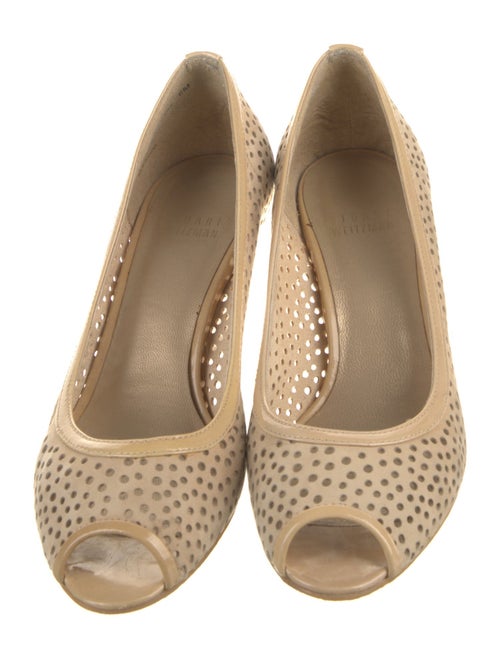 Stuart Weitzman Suede Lasercut Accents Slingback Sandals