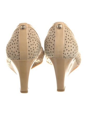 Stuart Weitzman Suede Lasercut Accents Slingback Sandals