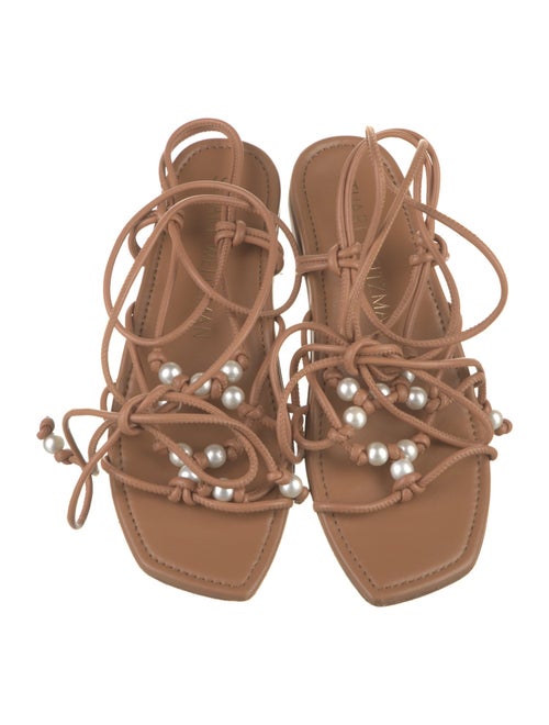Stuart Weitzman Leather Beaded Accents Gladiator Sandals